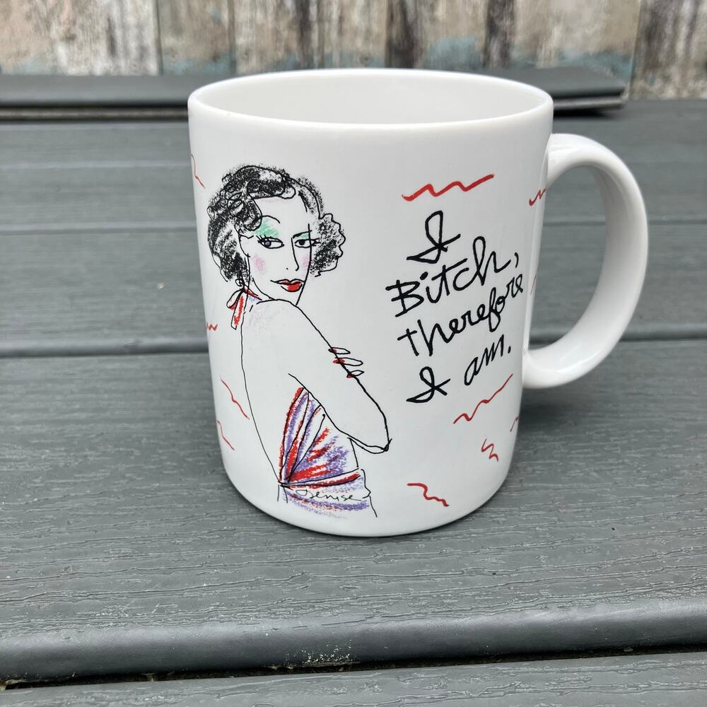 Vintage 80s I B*tch, Therefore I Am sassy mug, Hallmark Shoebox Greetings